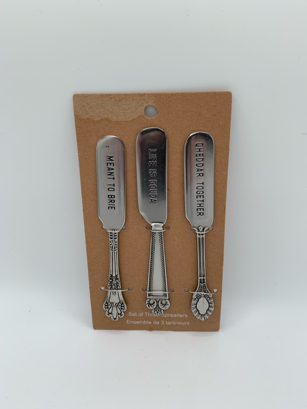 SOLD Mud Pie Stamped Cheese Spreader Set Featuring Vintage-Style Handles - Picture 4 of 9